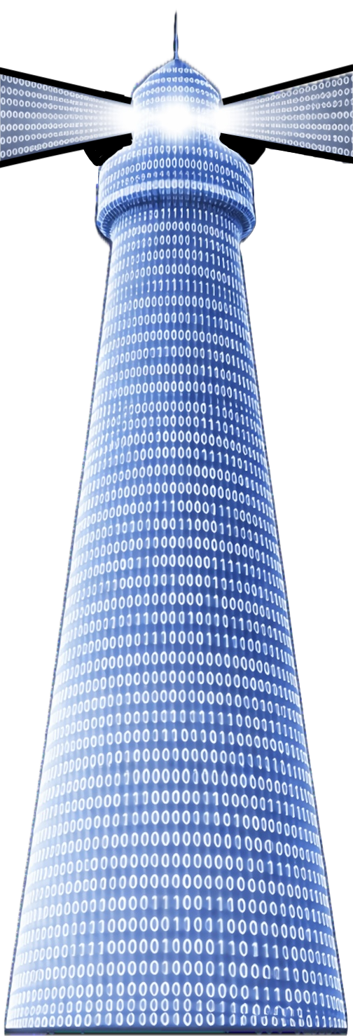 Binary lighthouse representing automated accounting systems